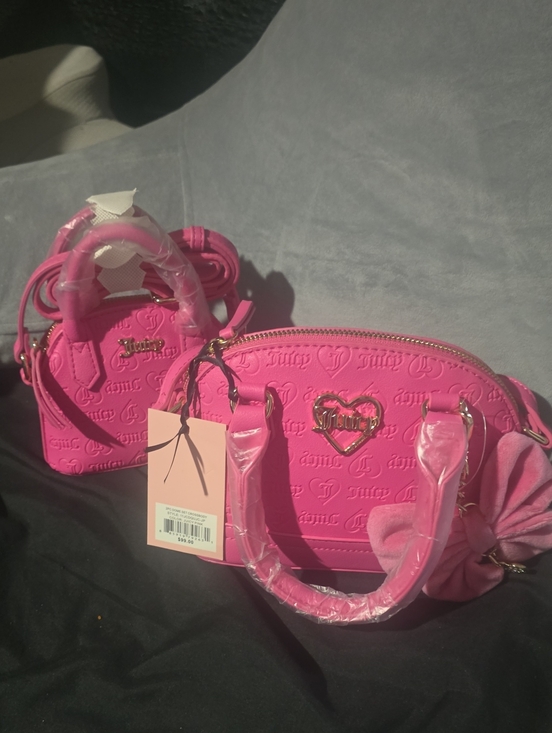 Juicy Couture Handbags - Juicy Couture Bright Pink Mini Satchel Duo with Heart Logo